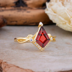Elegant Kite Cut Garnet Engagement Ring for Women
