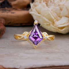 Elegant Kite Cut Amethyst Engagement Ring for Women