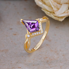 Elegant Kite Cut Amethyst Engagement Ring for Women