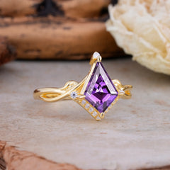 Elegant Kite Cut Amethyst Engagement Ring for Women