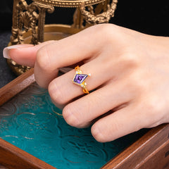 Elegant Kite Cut Amethyst Engagement Ring for Women