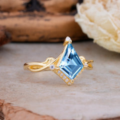 Elegant Kite Cut Aquamarine Engagement Ring for Women