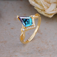 Elegant Kite Cut Alexandrite Engagement Ring for Women
