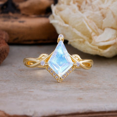 Elegant Kite Cut Moonstone Engagement Ring for Women