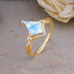 Elegant Kite Cut Moonstone Engagement Ring for Women