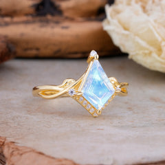 Elegant Kite Cut Moonstone Engagement Ring for Women
