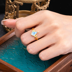 Elegant Kite Cut Moonstone Engagement Ring for Women