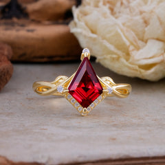 Elegant Kite Cut Ruby Engagement Ring for Women