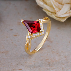 Elegant Kite Cut Ruby Engagement Ring for Women