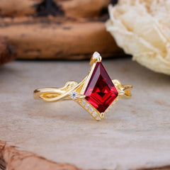 Elegant Kite Cut Ruby Engagement Ring for Women
