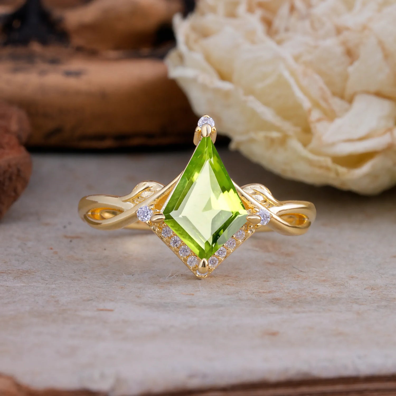 Elegant Kite Cut Peridot Engagement Ring for Women