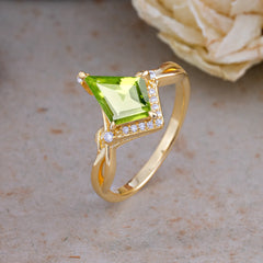 Elegant Kite Cut Peridot Engagement Ring for Women