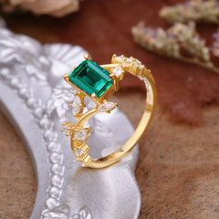 Natural-Inspired Emerald Cut Emerald 4 Prong Engagement Ring