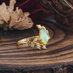 Kite Cut GoldFire Opal Engagement Ring for Women     - Additional view