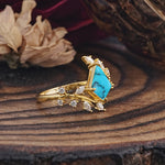 Kite Cut GoldTurquoise Engagement Ring for Women     - Additional view
