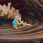 Kite Cut GoldTurquoise Engagement Ring for Women     - Additional view