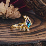 Kite Cut GoldAlexandrite Engagement Ring for Women     - Additional view