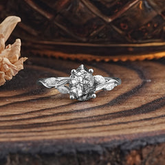 Nature-Inspired Pear-Shaped Classic Black Rutilated Quartz Ring for Engagement and Weddings