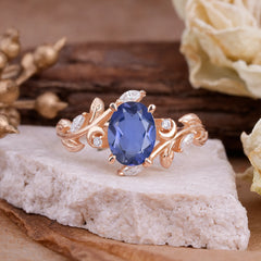 Nature Inspired Leafy Vine Tanzanite Engagement Ring