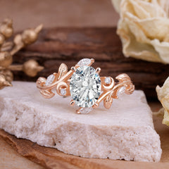 Nature Inspired Leafy Vine Lab Diamond Engagement Ring
