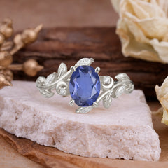 Nature Inspired Leafy Vine Tanzanite Engagement Ring