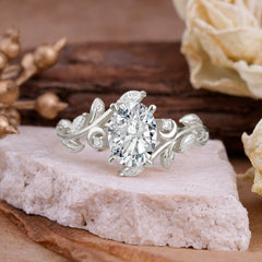 Nature Inspired Leafy Vine Lab Diamond Engagement Ring