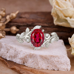 Nature Inspired Leafy Vine Ruby Engagement Ring