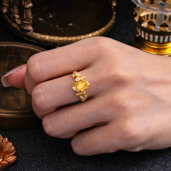 Nature Inspired Leafy Vine Citrine Engagement Ring