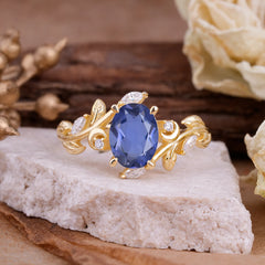 Nature Inspired Leafy Vine Tanzanite Engagement Ring