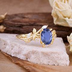 Nature Inspired Leafy Vine Tanzanite Engagement Ring