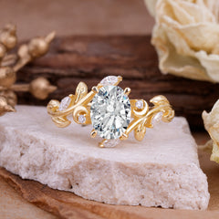Nature Inspired Leafy Vine Lab Diamond Engagement Ring