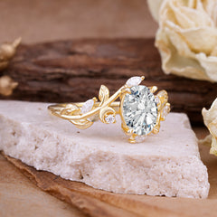 Nature Inspired Leafy Vine Lab Diamond Engagement Ring