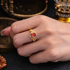 Nature Inspired Leafy Vine Garnet Engagement Ring