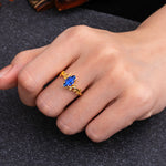 Nature-Inspired Leafy Branch 4-Prong Marquise Sapphire Engagement Ring - Romalar Jewelry