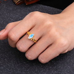 Nature-Inspired Leafy Branch 4-Prong Marquise Moonstone Engagement Ring