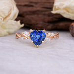 Vintage 5-Prong Heart-Cut Sapphire Engagement Ring - Romalar Jewelry