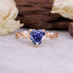 Vintage 5-Prong Heart-Cut Tanzanite Engagement Ring
