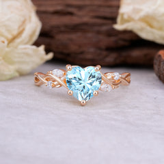 Vintage 5-Prong Heart-Cut Aquamarine Engagement Ring