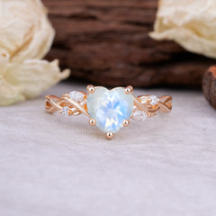 Vintage 5-Prong Heart-Cut Moonstone Engagement Ring