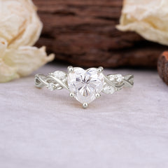 Vintage 5-Prong Heart-Cut Moissanite Engagement Ring