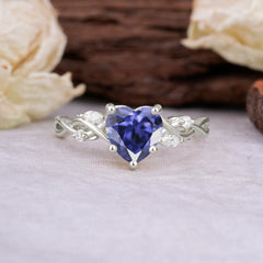 Vintage 5-Prong Heart-Cut Tanzanite Engagement Ring