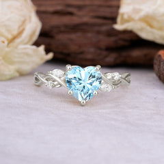 Vintage 5-Prong Heart-Cut Aquamarine Engagement Ring