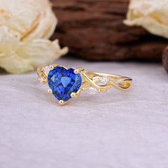 Vintage 5-Prong Heart-Cut Sapphire Engagement Ring