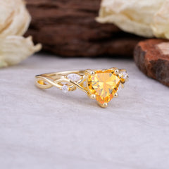 Vintage 5-Prong Heart-Cut Citrine Engagement Ring