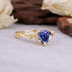Vintage 5-Prong Heart-Cut Tanzanite Engagement Ring