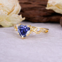 Vintage 5-Prong Heart-Cut Tanzanite Engagement Ring