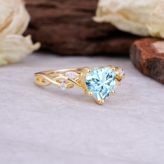 Vintage 5-Prong Heart-Cut Aquamarine Engagement Ring