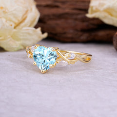 Vintage 5-Prong Heart-Cut Aquamarine Engagement Ring