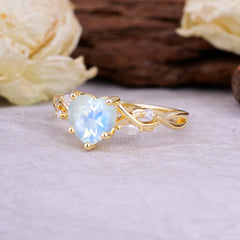 Vintage 5-Prong Heart-Cut Moonstone Engagement Ring