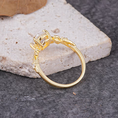 Nature-Inspired Oval Cut Leaf Moissanite Promise Ring for Women